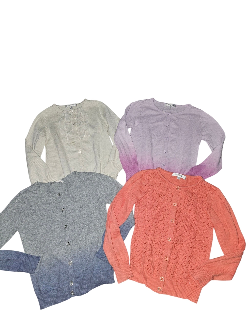 NELLYSTELLA lot girls cardigan Button sweater cashmere cotton 4 coral purple